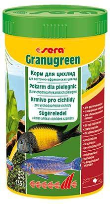 Sera Granugreen (гранулы), 250ml/135g - корм для травоядных цихлид (гранулы) 