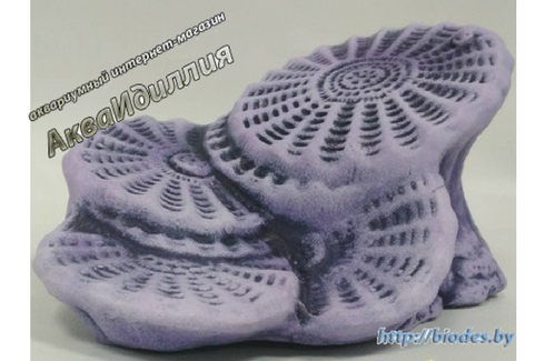 Камень для террариума, подставка для черепах Актиния большая К-24 (фиолетовая), 18*13*16 см