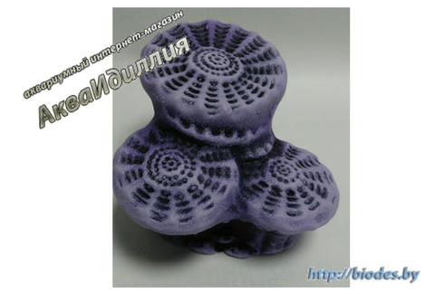 Камень для террариума, подставка для черепах Актиния малая К-23 фиолетовая, 12 x 10 x 10 см