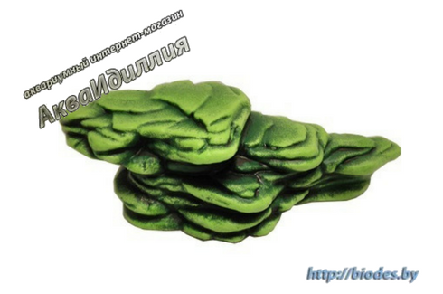 Камень для террариума: подставка для черепах суша К-25 зеленая,  17 x 9 x 7 см
